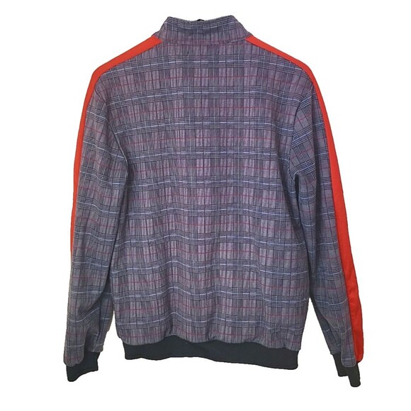 FXN Los Angeles Jacket Mens M Plaid Full Zip Red Stripe Gray Medium Track Casual - Picture 3 of 4